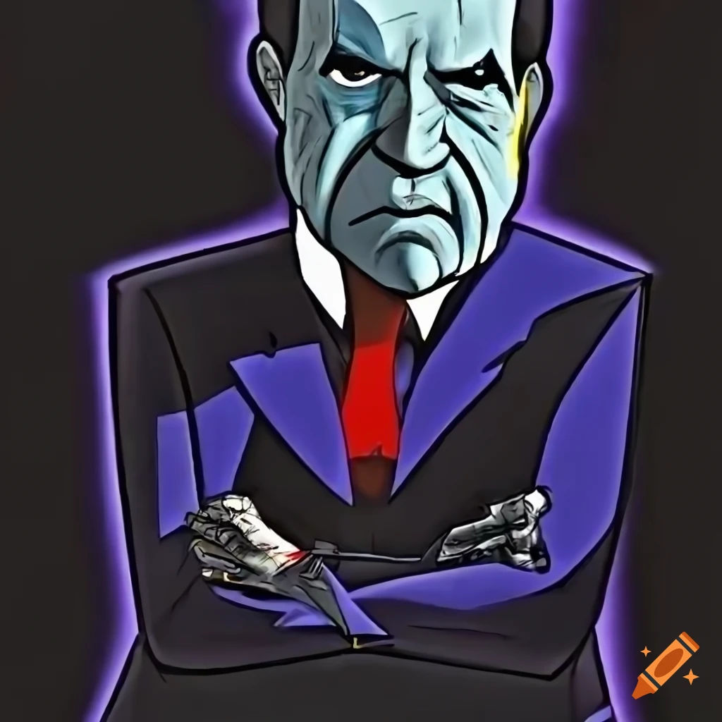 Wallpaper #tGdE85IBSpphPi3-fHSy32 Cartoon Art of Richard Nixon in Batman Beyond Style on Craiyon