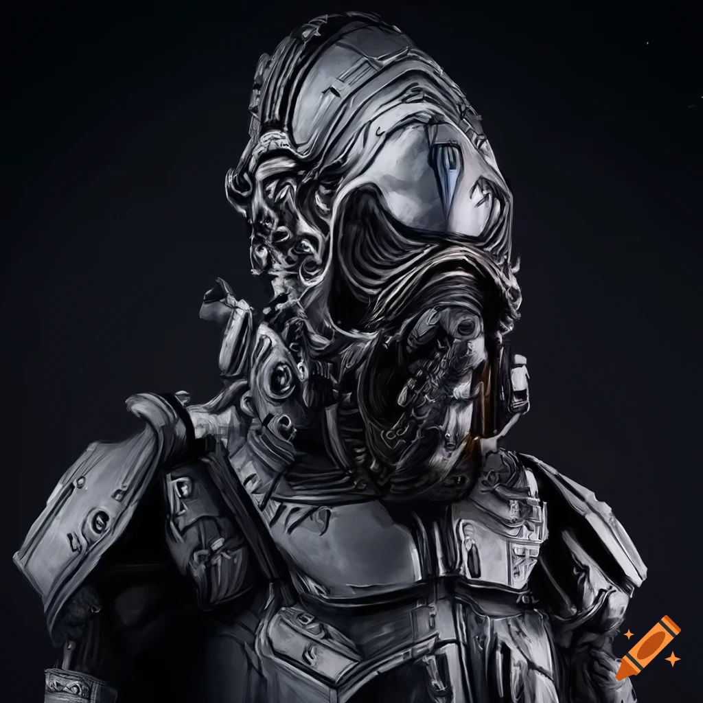 Wallpaper #6WgjJJMBSpphPi3-6Te2191 Sci Fi Humanoid Creature with Bio Mechanical Armor on Craiyon