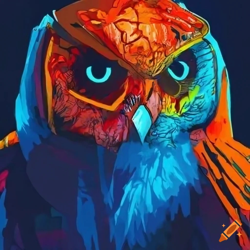 Wallpaper #AF7fMpMBborbLbczZGDZ149 Cyberpunk Owl Artwork with Vibrant Colors on Craiyon