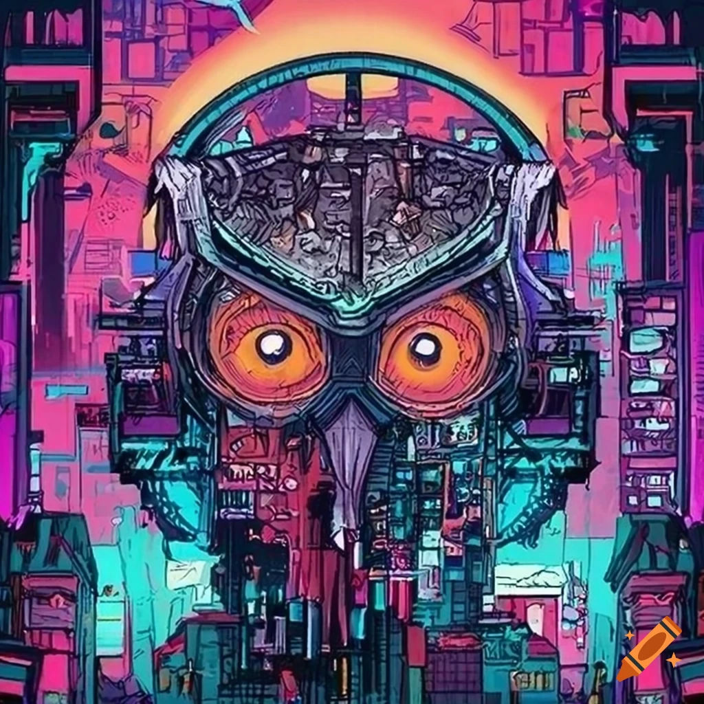 Wallpaper #AF7fMpMBborbLbczZGDZ109 Cyberpunk Owl Artwork by Tim Doyle