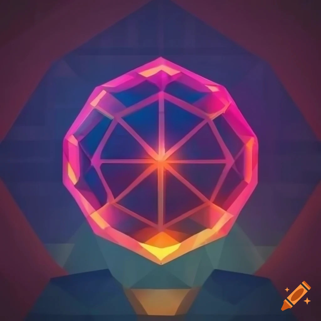 Wallpaper #iGc2-5IBSpphPi3-u5PV279 Glowing Orange Low Poly Rune on a Tron Grid on Craiyon