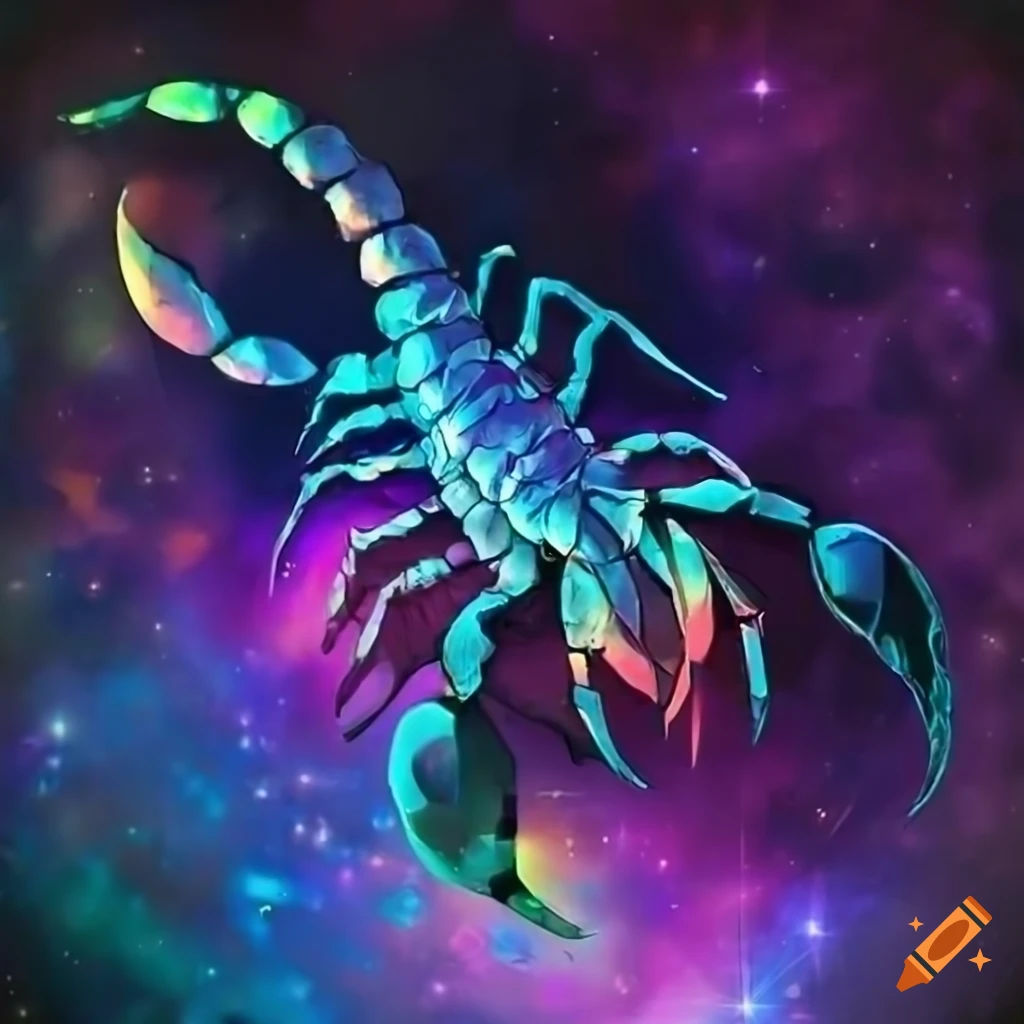 Wallpaper #YPQzOZMBKFX8bn3rnnbQ99 Anime Style Scorpion with Iridescent Galaxy Colors on Craiyon