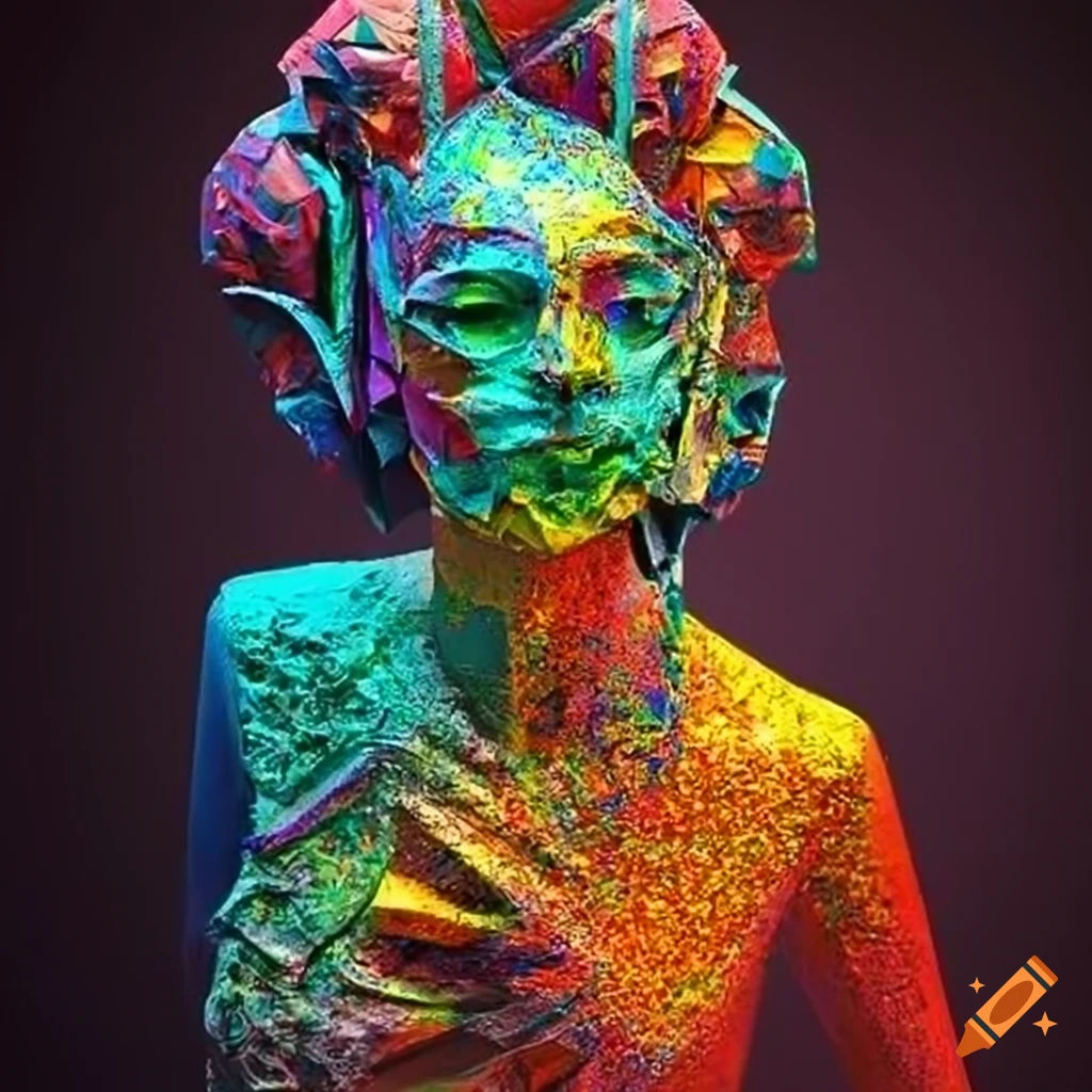 Wallpaper #StV9NpMBY0Iw2JDGdJE0309 Sculpture of Colorful Origami Figures with Intricate Details