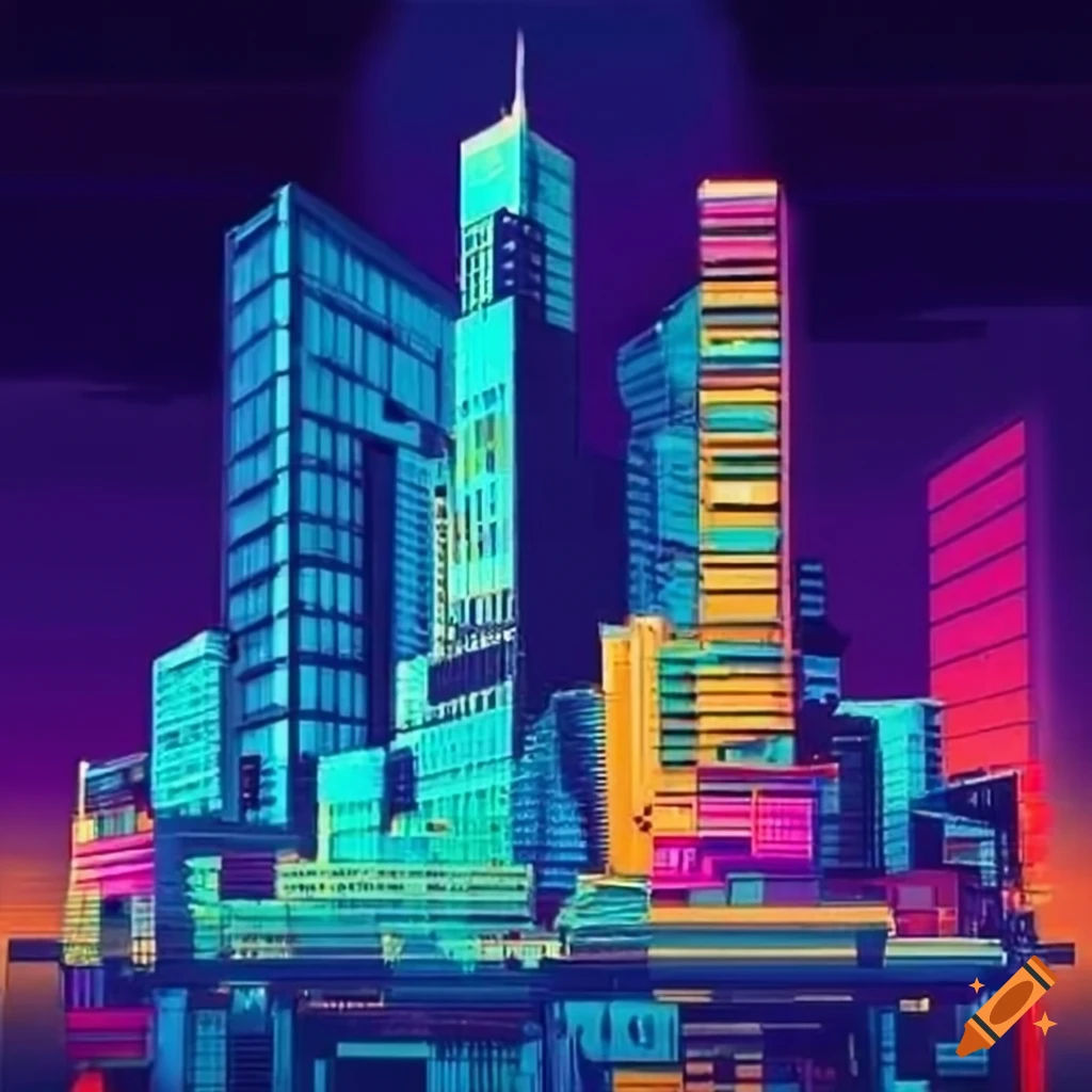 Wallpaper #42exDJMBSpphPi3-h9_r307 Vibrant 80s Cityscape on Craiyon