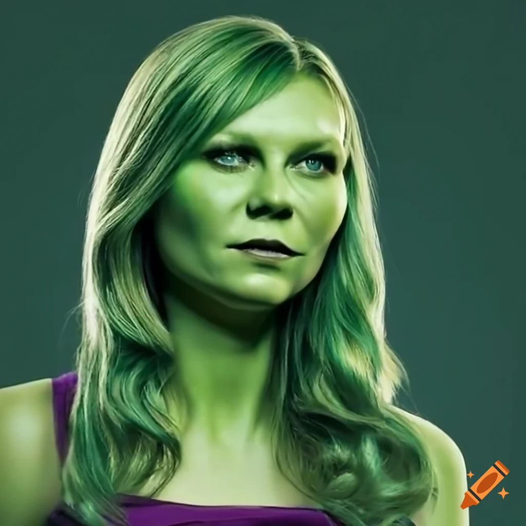 Wallpaper #oVjzM5MBzN9vxX34oTrU225 Kirsten Dunst as She Hulk in a Movie on Craiyon