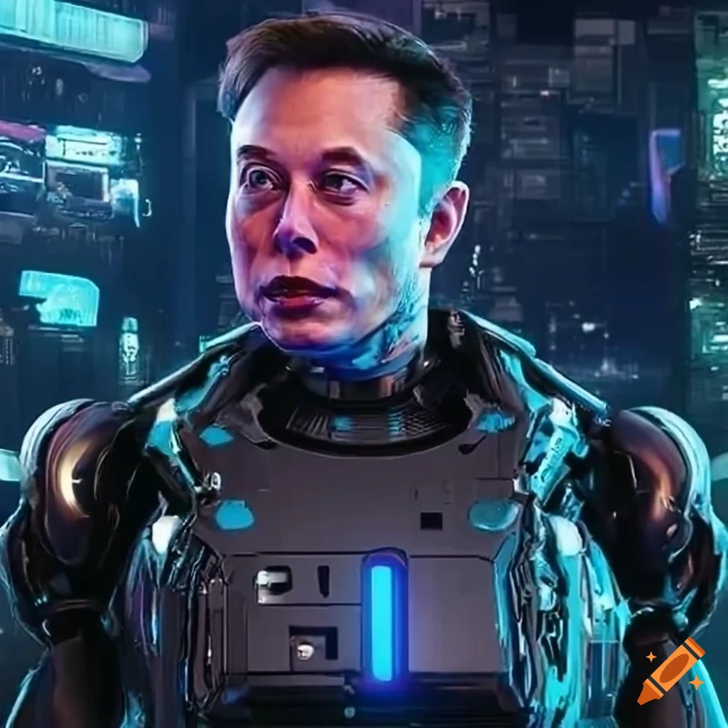 Wallpaper #TmcI-JIBSpphPi3-B4hd248 Cyberpunk Robot Resembling Elon Musk on Craiyon