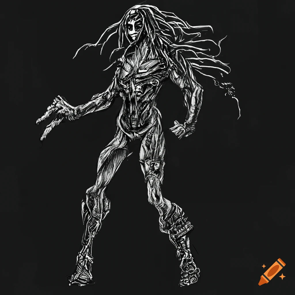Wallpaper #z2dK-5IBSpphPi3-fJPS189 Black and White Drawing in Todd Mcfarlanes Style