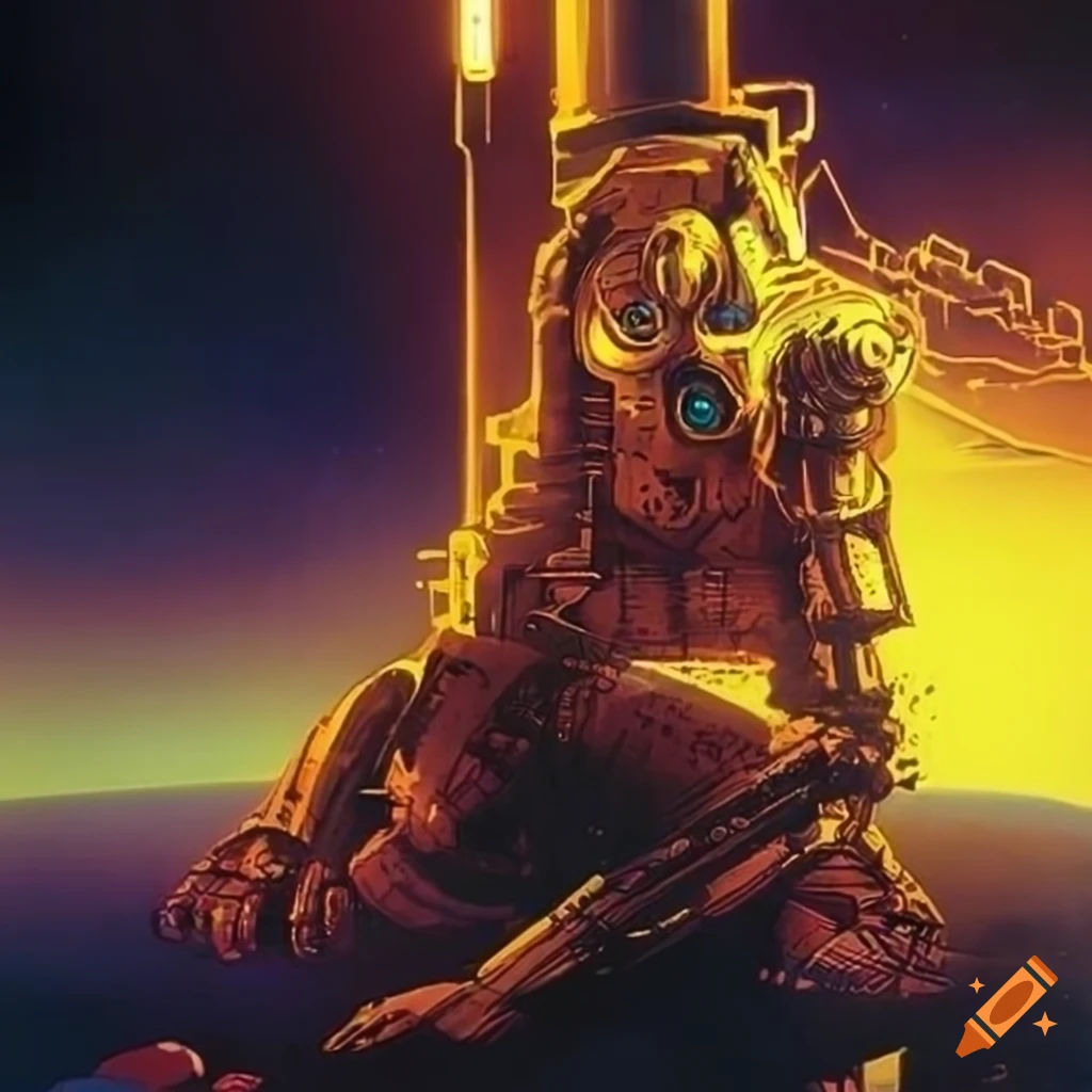 Wallpaper #bGeY_ZIBSpphPi3-Mpyn278 80s Sci Fi Machine Artwork in Gold