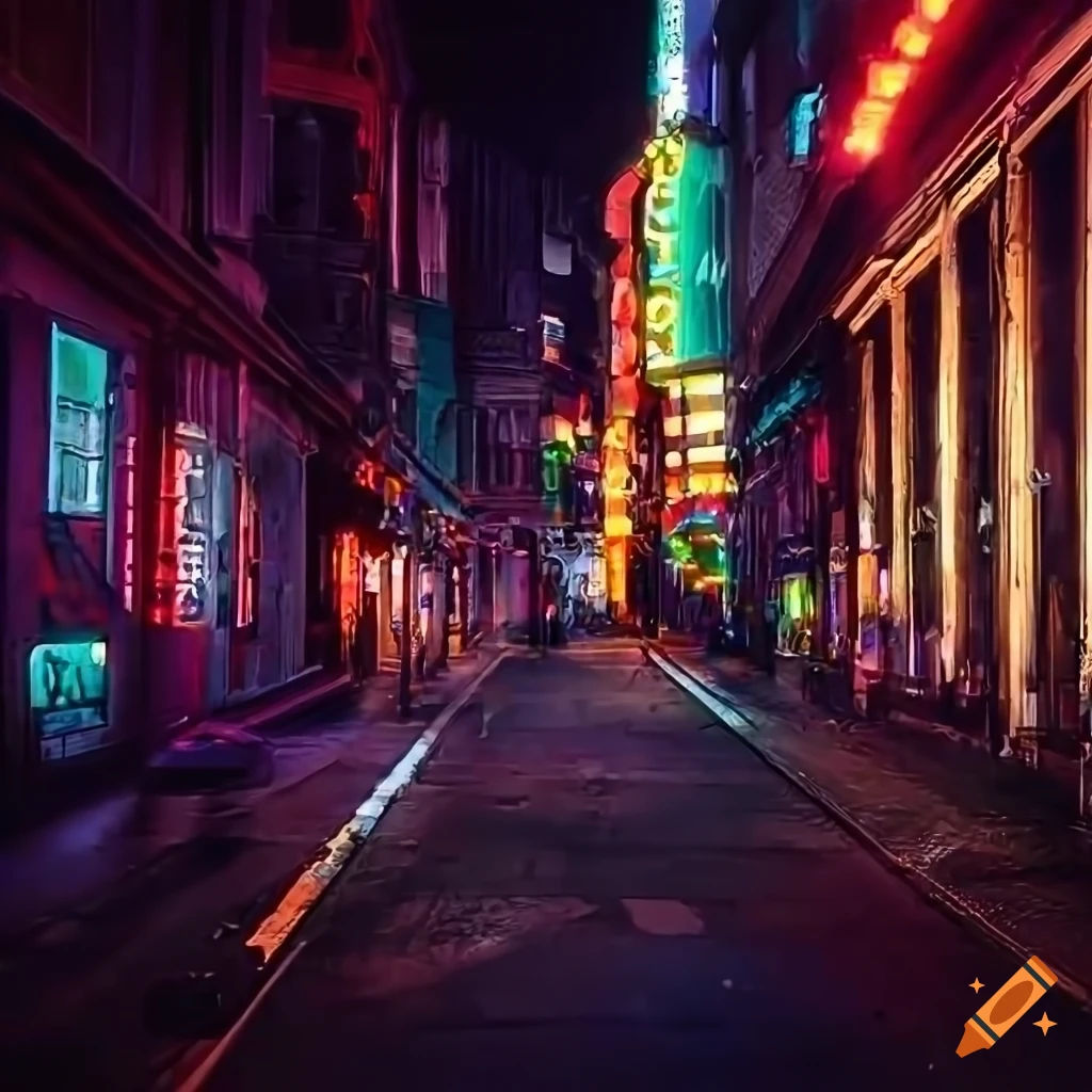 Wallpaper #aWjcHZMBSpphPi3-Yicj54 Cyberpunk Cityscape with Neon Lights on Craiyon