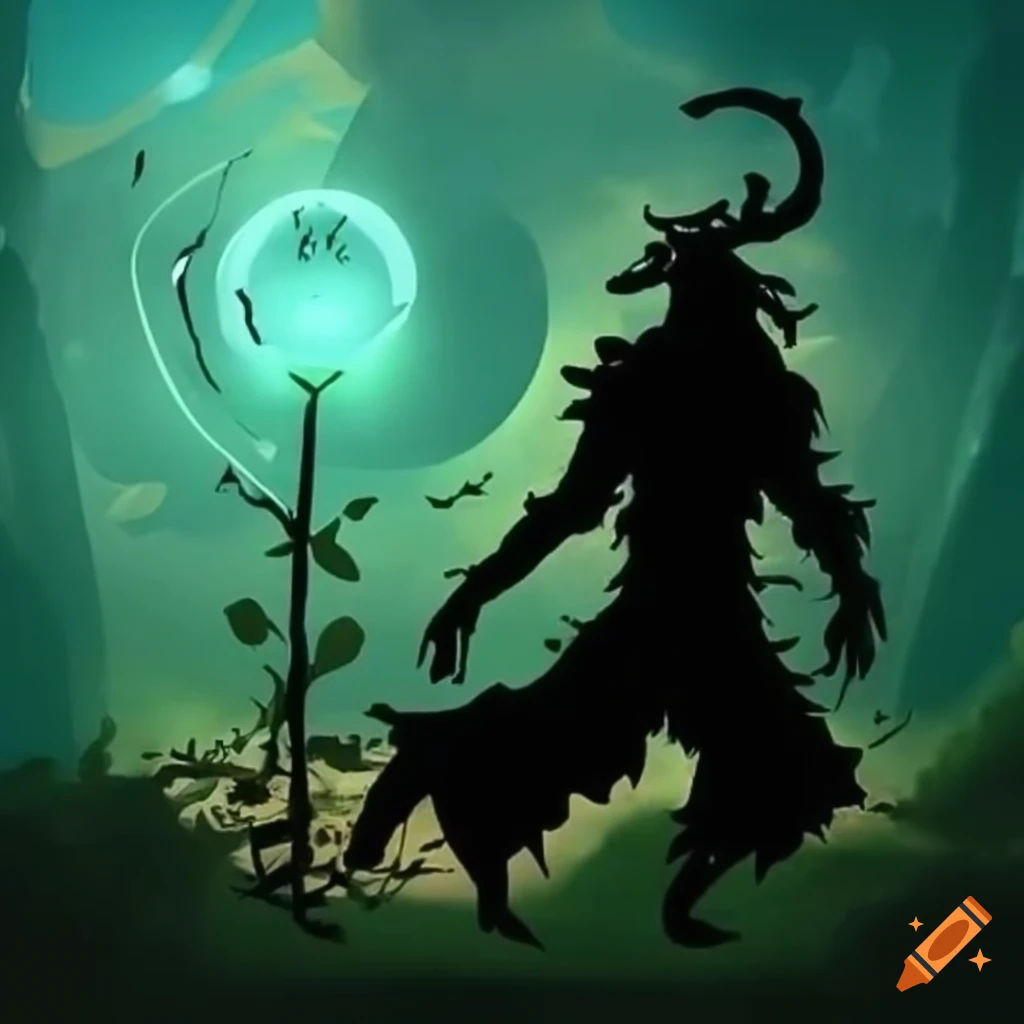 Wallpaper #MWff55IBSpphPi3-fDqn252 Silhouette of a Powerful Nature Elemental Summoning Roots and Flowers