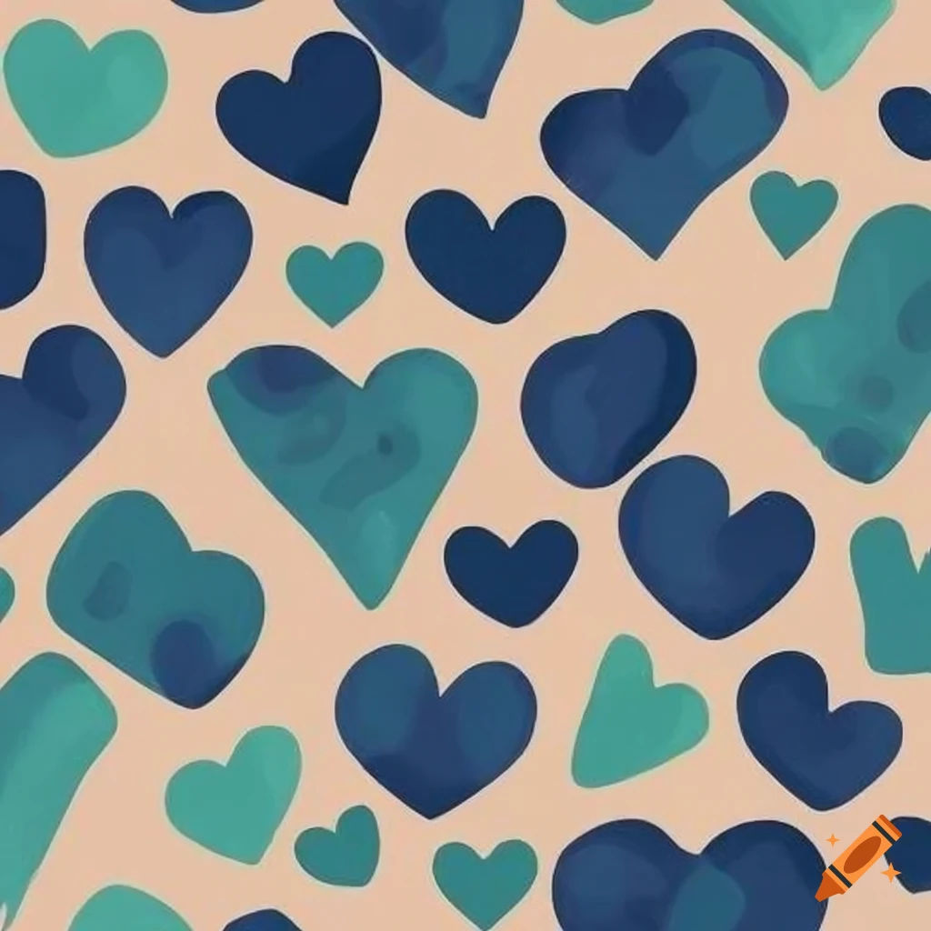Wallpaper #Tmd395IBSpphPi3-tobx432 Modern Impressionist Heart Pattern in Navy Blue on Craiyon