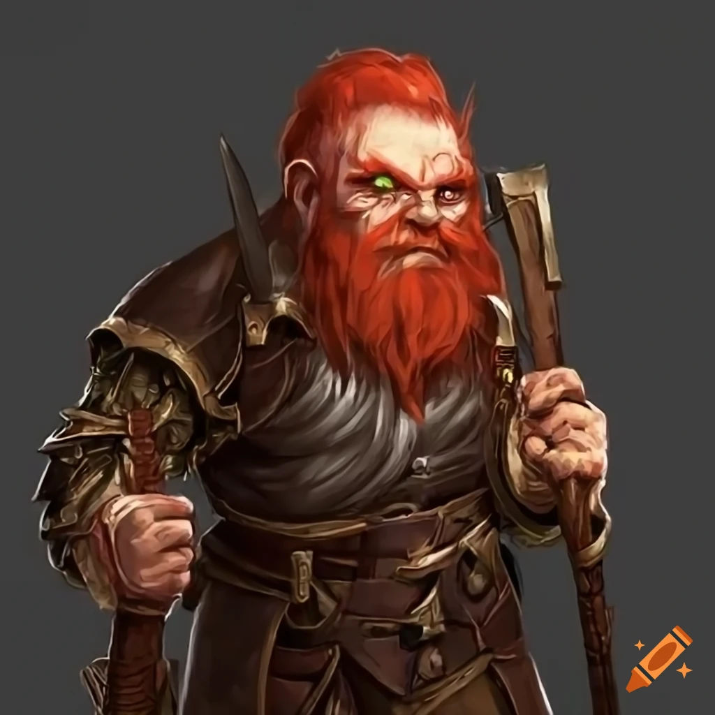 Wallpaper #avA6gJcBi4JM6agGWiFc111 Artwork of a Red Haired Dwarf with an Axe on Craiyon