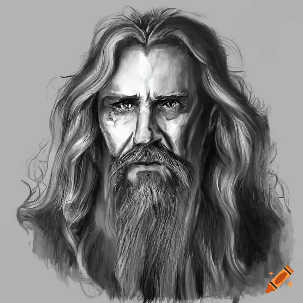 Wallpaper #o6nwh5cBxbDgA0Rl0O5B124 Sketch of a Mystical Wizard on Craiyon