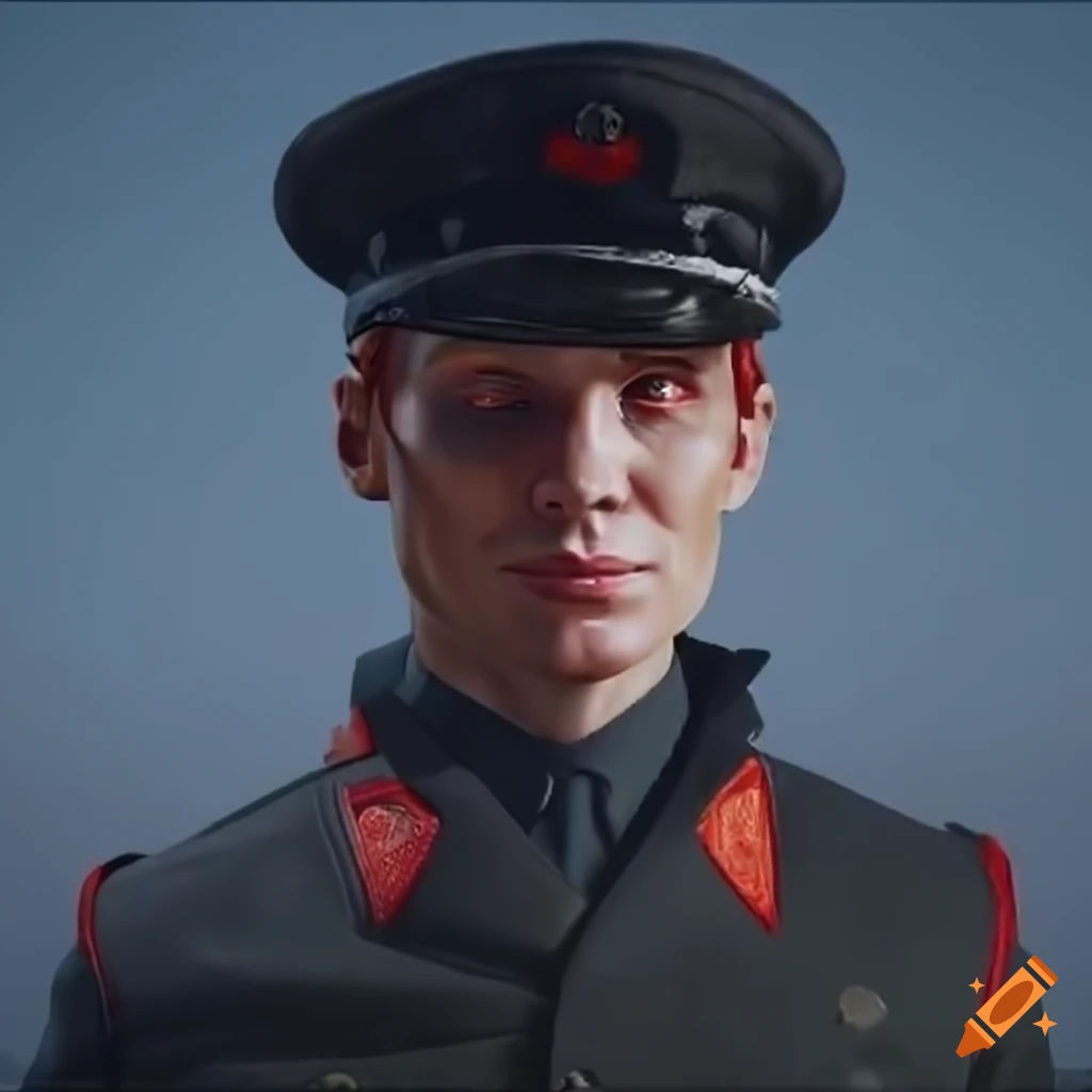 Wallpaper #95lDP5MBUcASHT6nWssT232 Image of a Sci Fi General Elf Man with Red Hair and Red Eyes on Craiyon