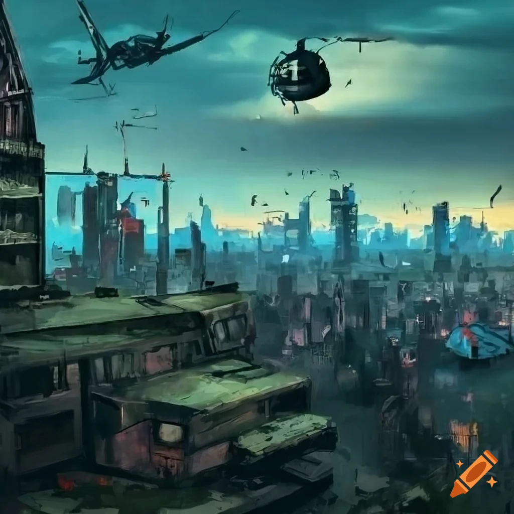 Wallpaper #uWhoHJMBSpphPi3-SyK8231 Cyberpunk Cityscape in a Dystopian Setting