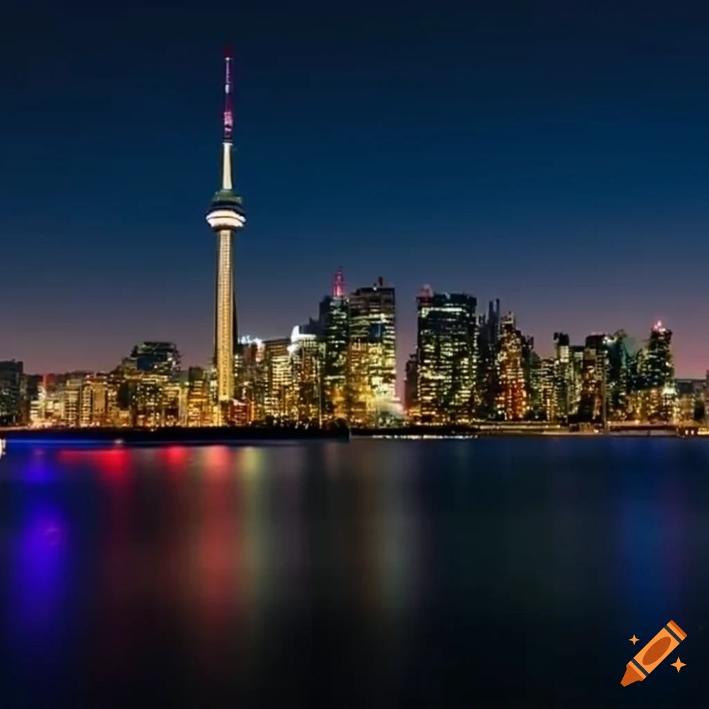 Wallpaper #gWj1E5MBSpphPi3-QwKs222 Night View of Toronto with Bat Signal in the Sky