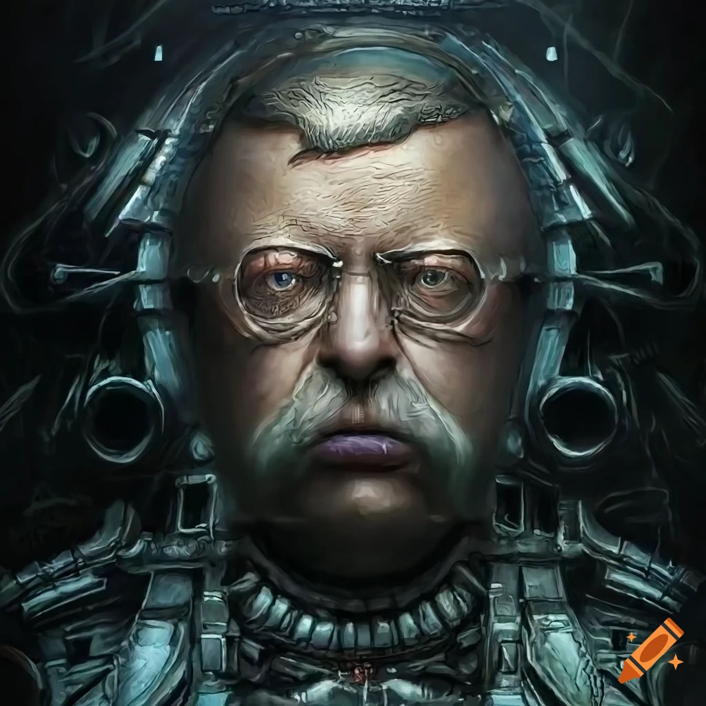 Wallpaper #KWch-ZIBSpphPi3-vozd81 Detailed Sci Fi Illustration of Theodore Roosevelt in an Alien