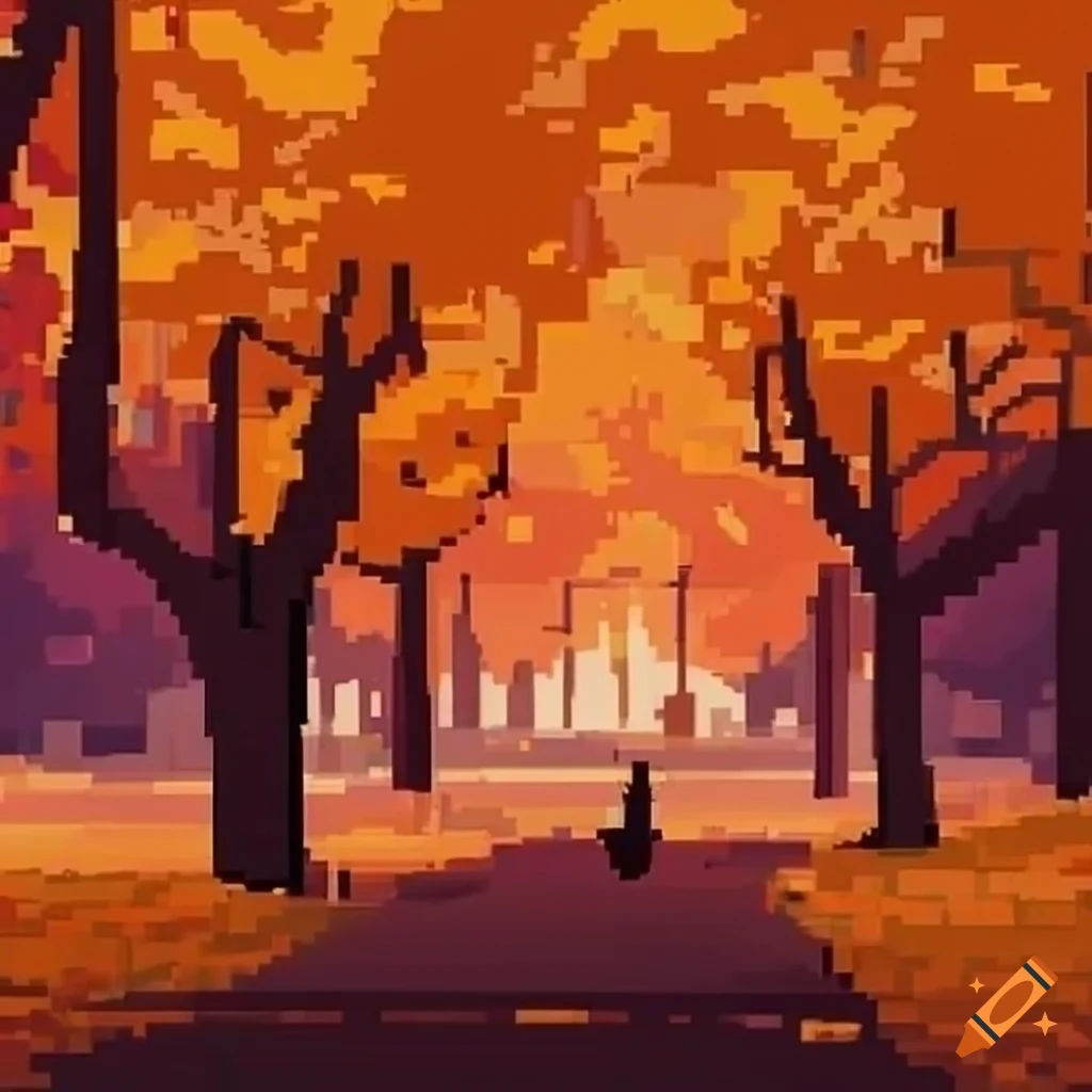 Wallpaper #0GgmGJMBSpphPi3-_xE1354 Lofi Pixel Art of an Autumn Street Scene