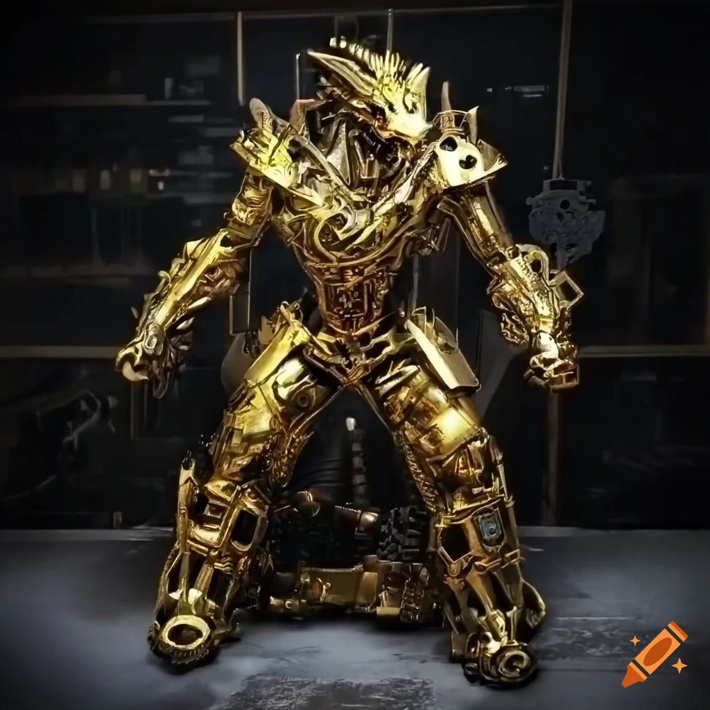 Wallpaper #MGh_F5MBSpphPi3-Ow_u291 Image of a Golden Steampunk Mechanical Dragon on Craiyon