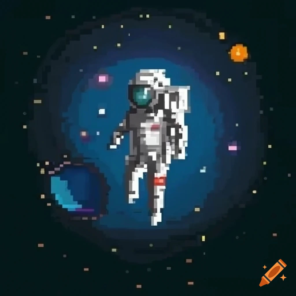 Wallpaper #YjGbNZMB5zzyi_yY1Fda25 Pixel Art of a Cute Astronaut in Space