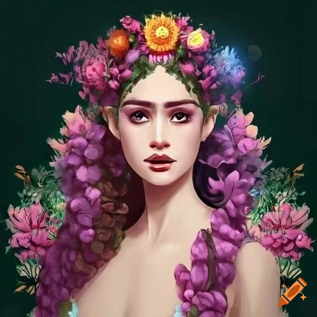 Wallpaper #DZ27ZJcBkAG5jTCH-LFh108 Digital Art of Persephone the Goddess of Spring on Craiyon