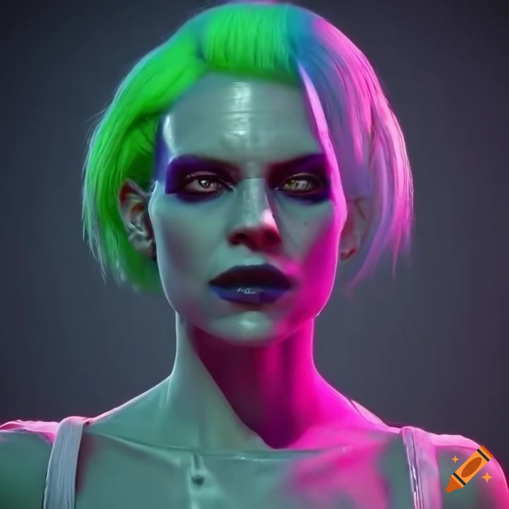 Wallpaper #rGeQ75IBSpphPi3-gWIE259 Neon Haired Bride of Frankenstein in Futuristic Style on Craiyon