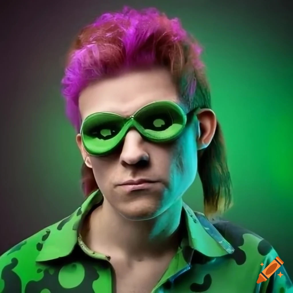 Wallpaper #B6WGN5MBVBiSkHCa7own480 The Riddler with Question Mark Hat and Mullet Haircut