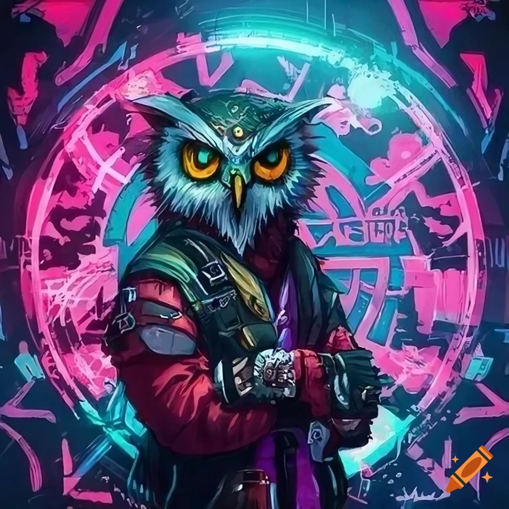 Wallpaper #AF7fMpMBborbLbczZGDZ122 Cyberpunk Owl Illustration by Greg Rutkowski