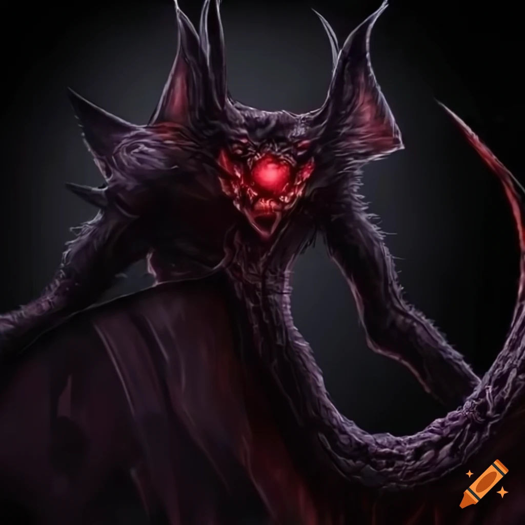 Wallpaper #dfTIOpMBKFX8bn3roXlL57 Image of a Sinister Bat Like Creature with Red Eyes on Craiyon