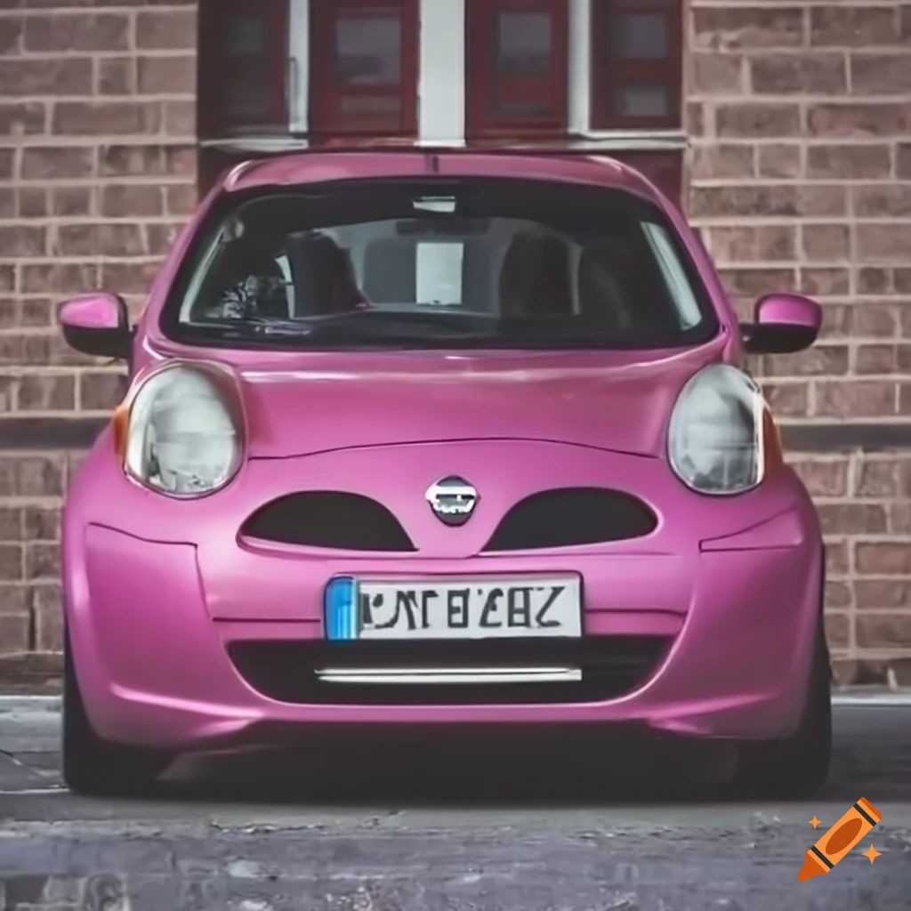 Wallpaper #sSbXl5cBNyflpn9rXYZh122 Front View of a Pink Nissan Micra K12 Car on Craiyon