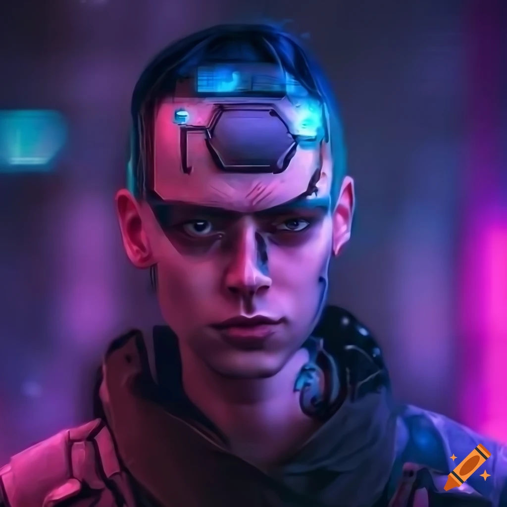 Wallpaper #WGh6GZMBSpphPi3-IxeB410 Portrait of a Young Man with Cybernetic Implant