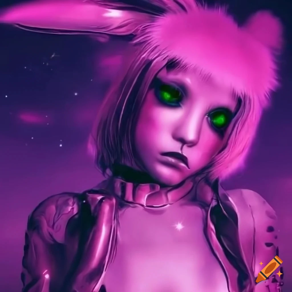 Wallpaper #qa3MMZMBKf019FdaUxGB249 Surreal Cyberpunk Rabbit with Rainbow Chrome Fur on Craiyon