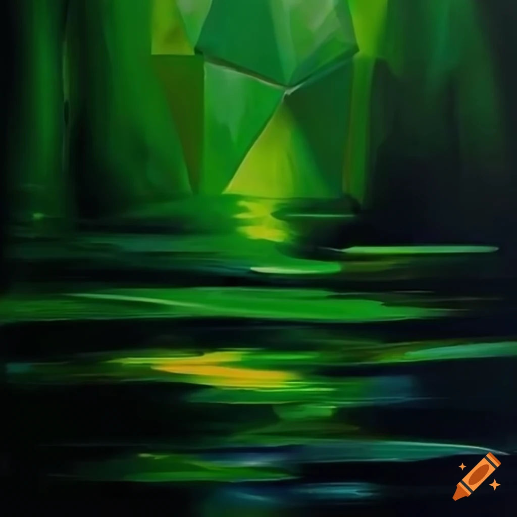 Wallpaper #6mcM8ZIBSpphPi3-jmn8240 Abstract Painting with Green Triangle and Knife on Craiyon