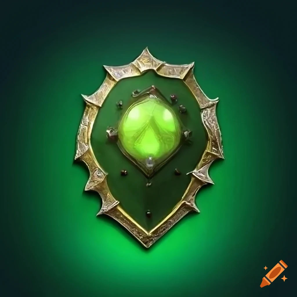 Wallpaper #e2cOBpMBSpphPi3-b78W378 Green Dragon Scales Shield Artifact on Craiyon
