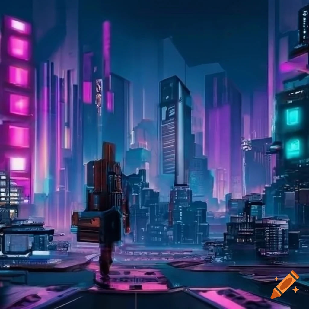 Wallpaper #v5yx4ZIBZHQxiYar0bzY174 Cyberpunk Style Game Board with Futuristic City Background on Craiyon