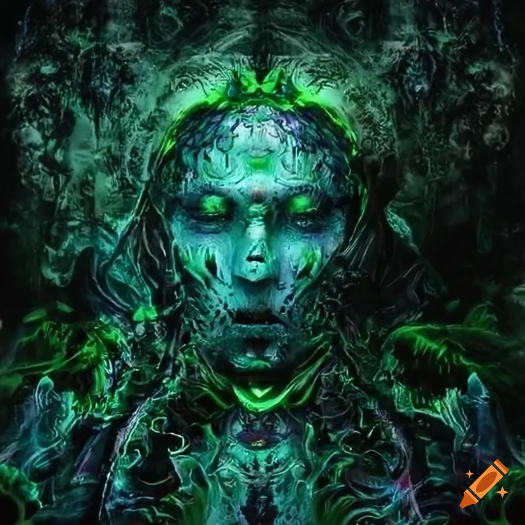 Wallpaper #2f-aZ5MB3lSXT3zUluJX43 Chaos God of Green Consciousness Cybernetic on Craiyon