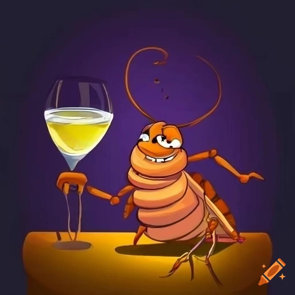 Wallpaper #SWdXCpMBSpphPi3-q9Qk197 Cartoon Cockroach Enjoying a Drink in the Club on Craiyon