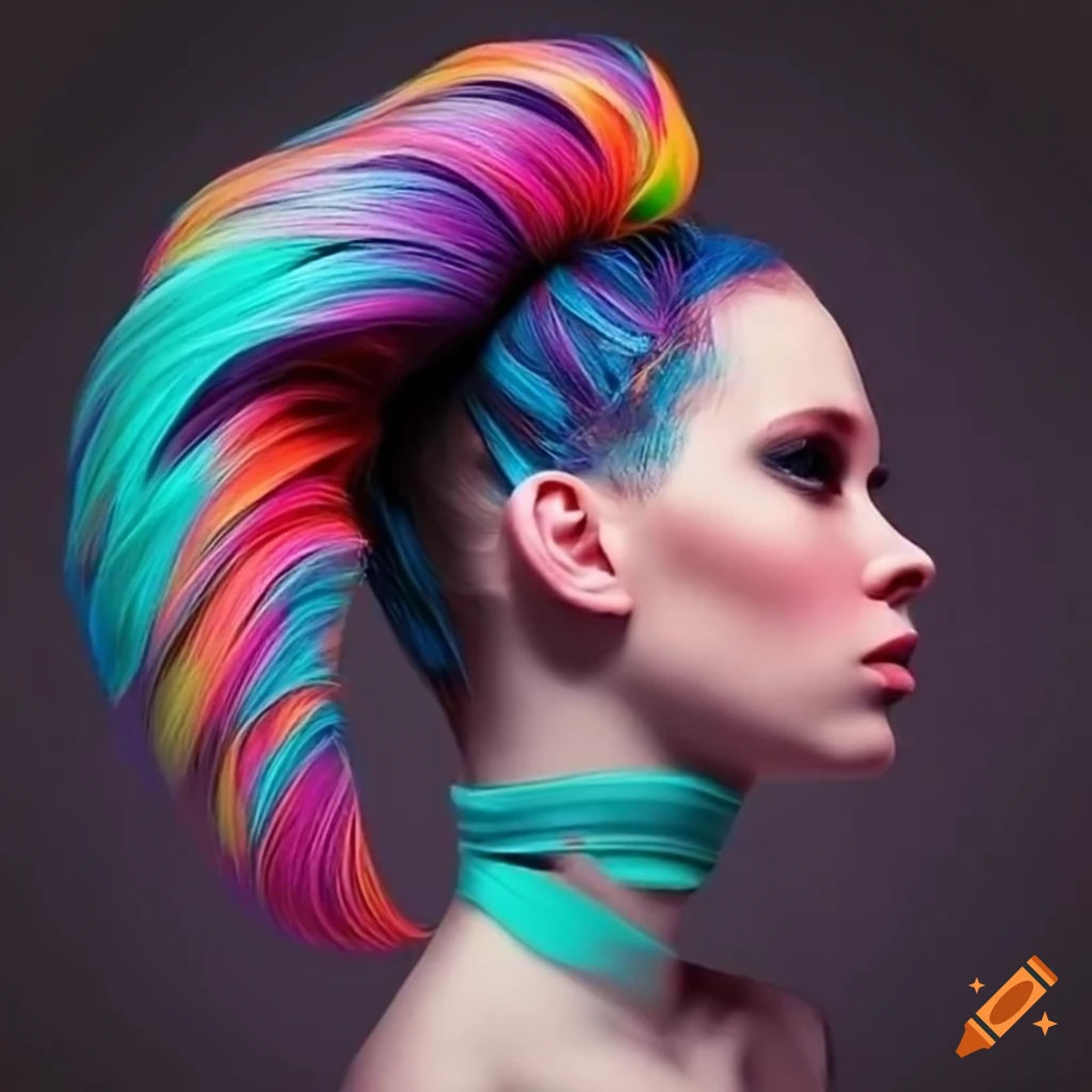 Wallpaper #OWdL6JIBSpphPi3-Njwh1 Neon Futuristic Hairstyle with Geometric Shapes on Craiyon