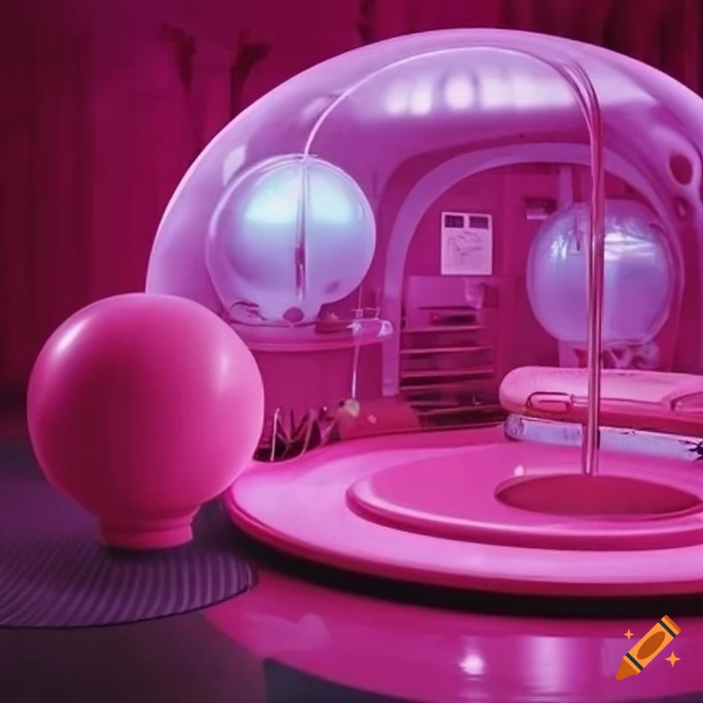 Wallpaper #dKUuMpMB0vj5YdARvtPh229 Pink 50s Sci Fi Bubble Room on Craiyon