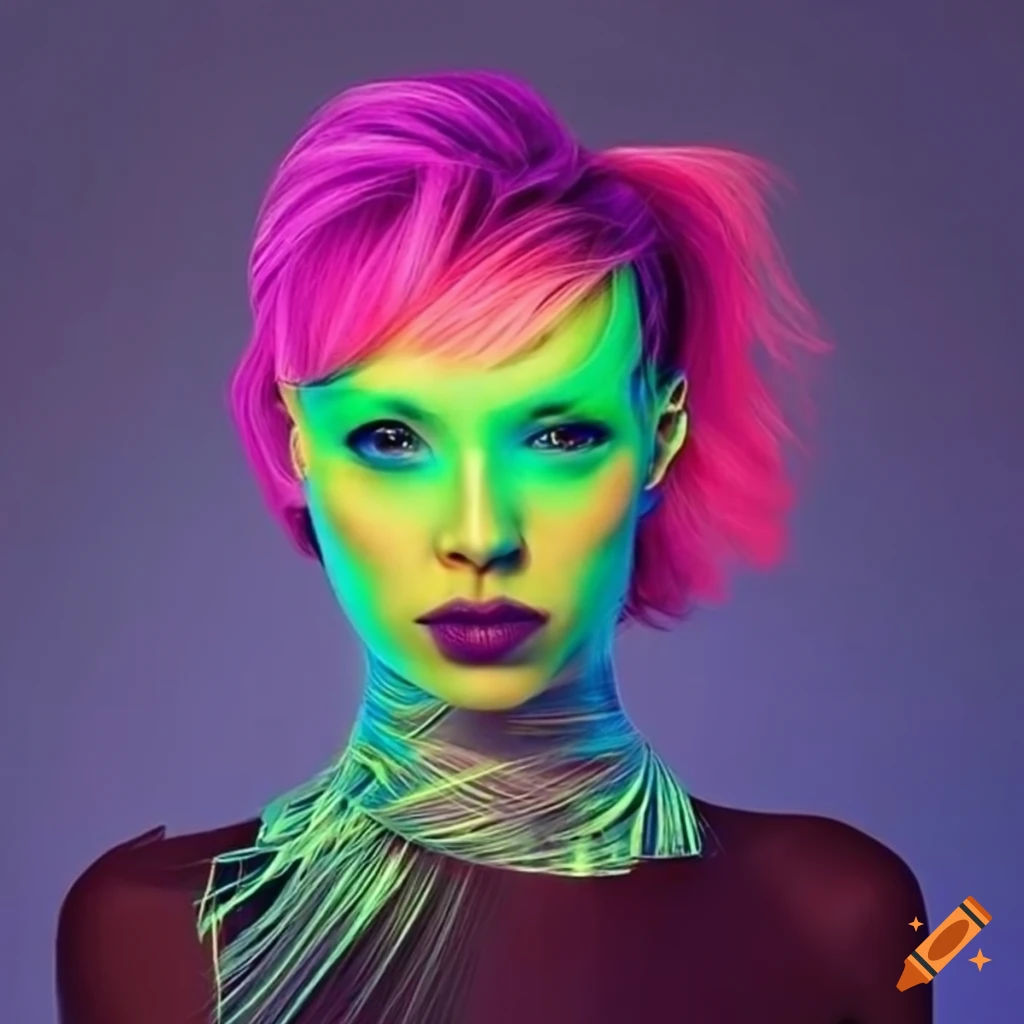 Wallpaper #OWdL6JIBSpphPi3-Njwh6 Neon Futuristic Hairstyle with Geometric Shapes on Craiyon