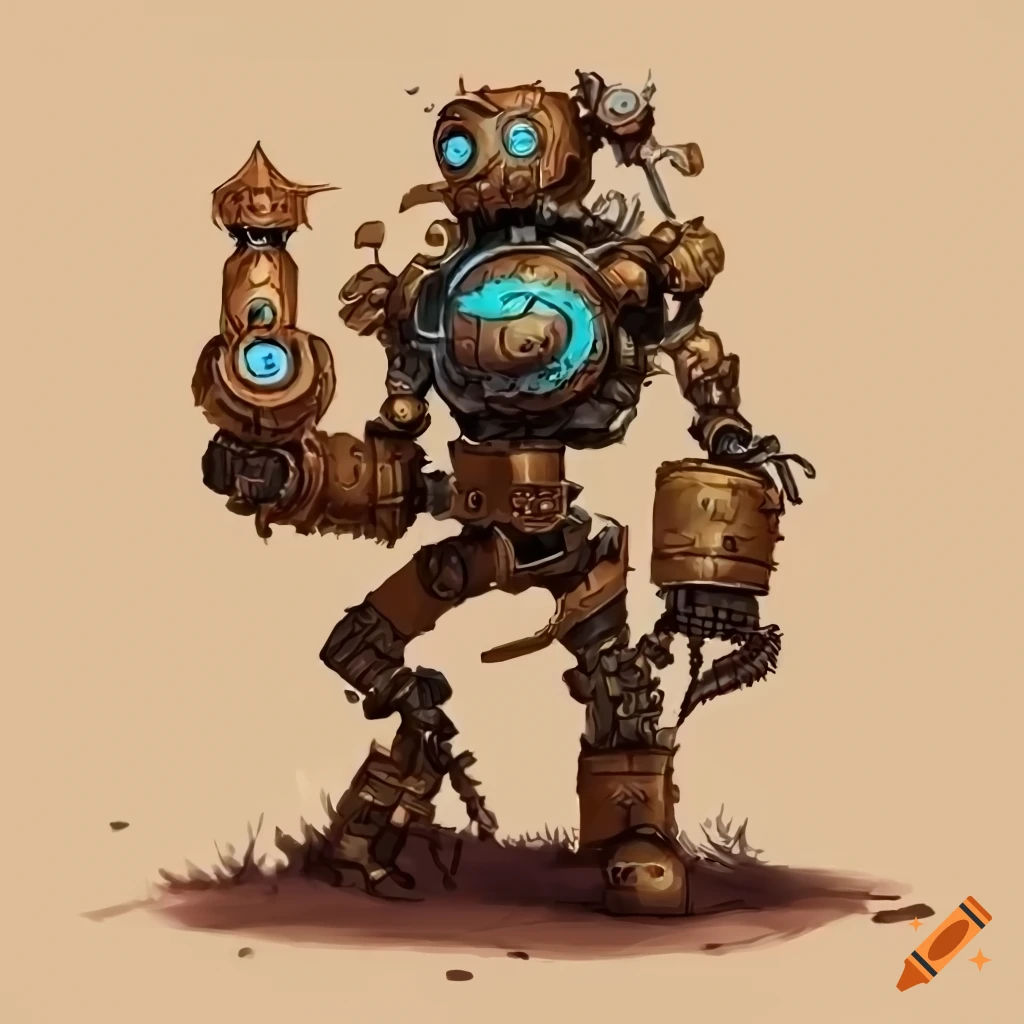 Wallpaper #MGh_F5MBSpphPi3-Ow_u397 Steampunk Robot for Dungeons and Dragons on Craiyon