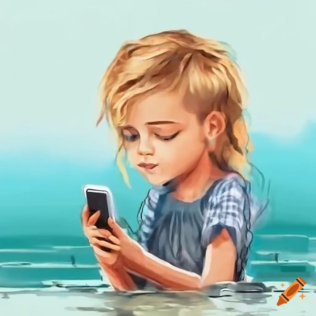 Wallpaper #d_9caZMB3lSXT3zU_eUQ387 Child Texting by the Lake with a Sailboat on Craiyon