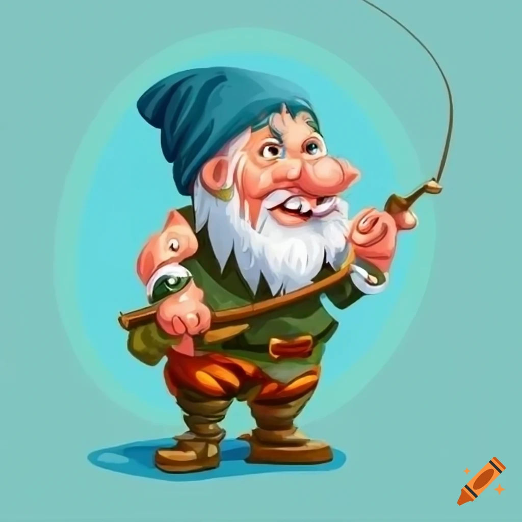 Wallpaper #avA6gJcBi4JM6agGWiFc143 Cartoon Dwarf Fishing in a Stream on Craiyon