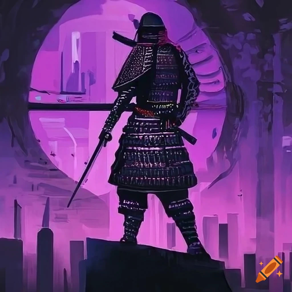 Wallpaper #7V7cMpMBborbLbcz5V8L53 Futuristic Samurai Painting in a Futuristic City