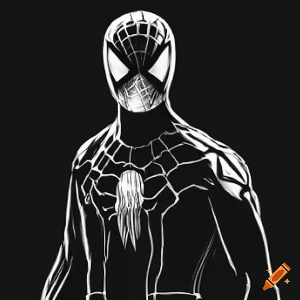 Wallpaper #_EIRPZMBOBpx0NhmtsKI118 Black and White Drawing of Spider Man on Craiyon