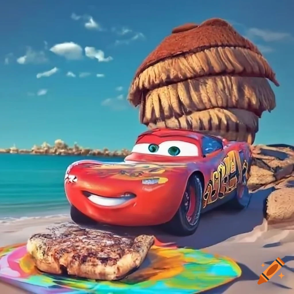 Wallpaper #jmcwCpMBSpphPi3-ftO6218 Lightning Mcqueen Enjoying a Beach Bbq on Craiyon