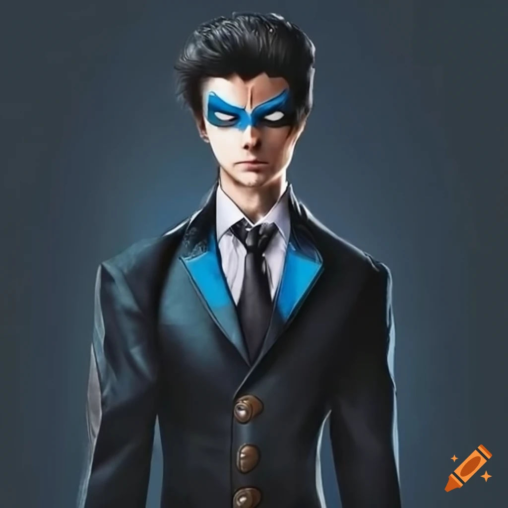 Wallpaper #smeq_5IBSpphPi3-zaNu75 Cosplayer Dressed as Nightwing in Formal Attire