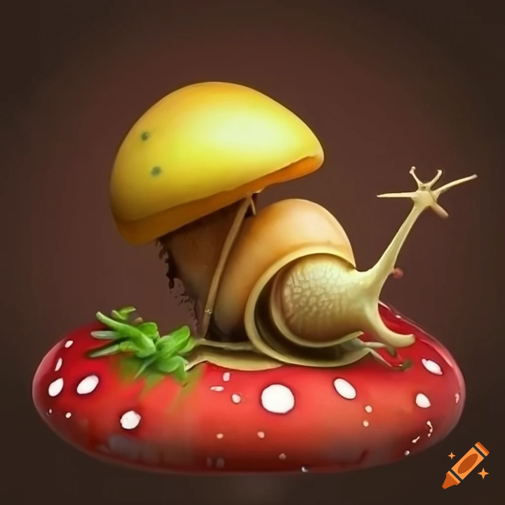 Wallpaper #7DE0NZMB5zzyi_yYk1WD194 Steampunk Snail on a Red Mushroom