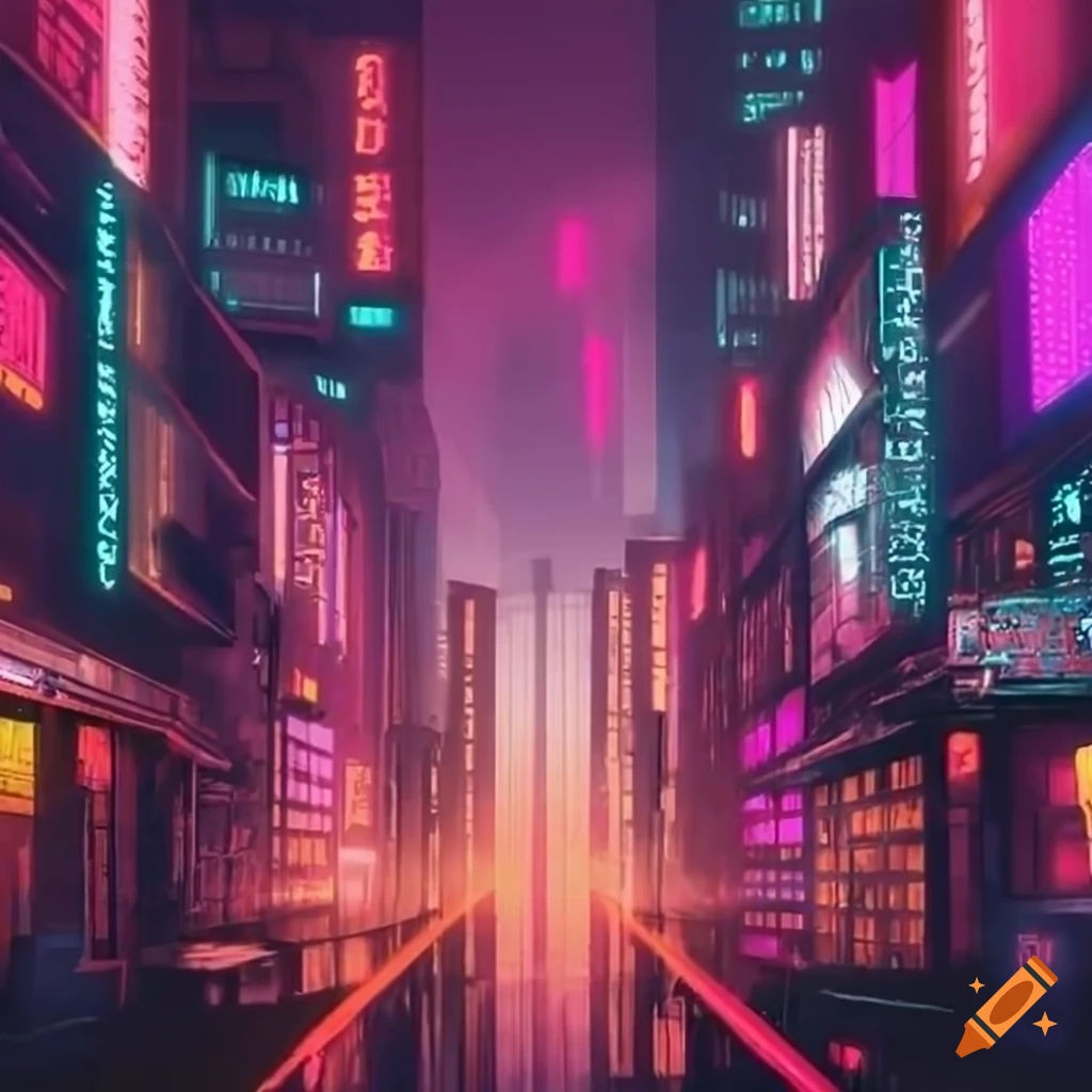 Wallpaper #rGf2-pIBSpphPi3-35I2122 Dystopian Neon Cyberpunk Cityscape