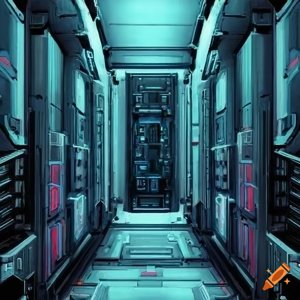 Wallpaper #MWcjC5MBSpphPi3-X9jd132 Sci Fi Mainframe Computer Room Painting